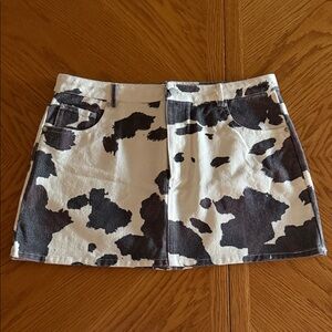 Altar'd State Black & White Cow Print Mini Skirt